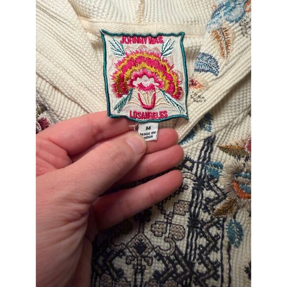 Johnny Was Eleni Thermal Embroidered Hooded Pullover women's medium - Picture 4 of 6